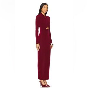 2025 Bardot Reno Slinky Burgandy Red Cut Out Gown Dress - NWT